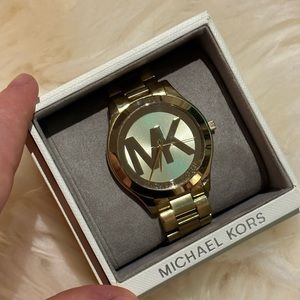 CLOSET CLEARANCE Michael Kors Slim Runway Goldtone Three Hand Watch 40MM MK3739
